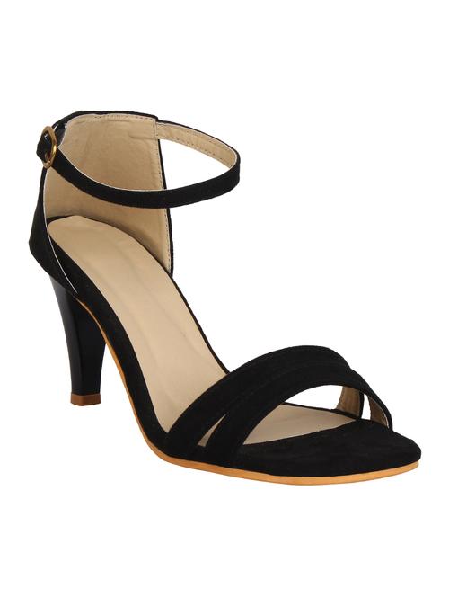black faux leather ankle strap sandals - 14596043 - Very Small Image - 1