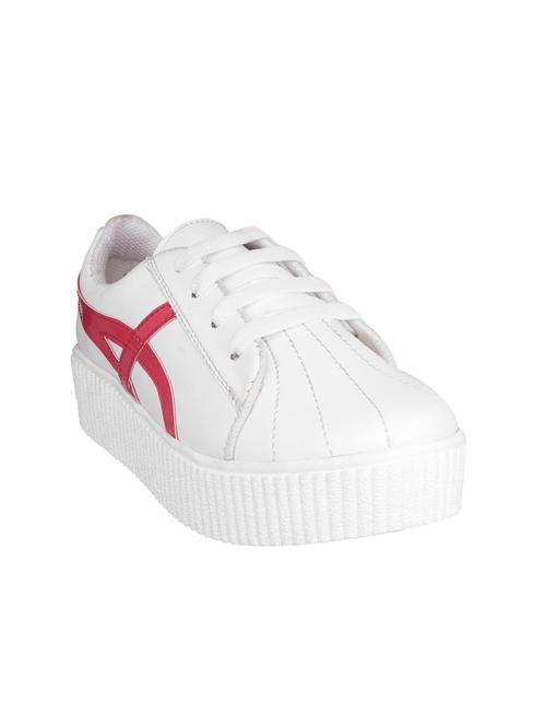 White Faux Leather Plimsolls Sneakers - 14597932 - Very Small Image - 1