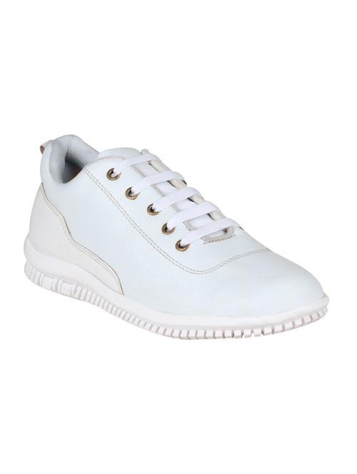 white leatherette lace up sneaker - 14603345 - Very Small Image - 1