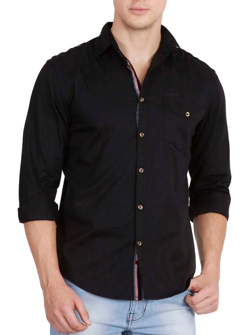 black cotton casual shirt - 14610233 - Very Small Image - 1