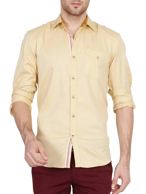 beige cotton casual shirt - 14610236 - Very Small Image - 1