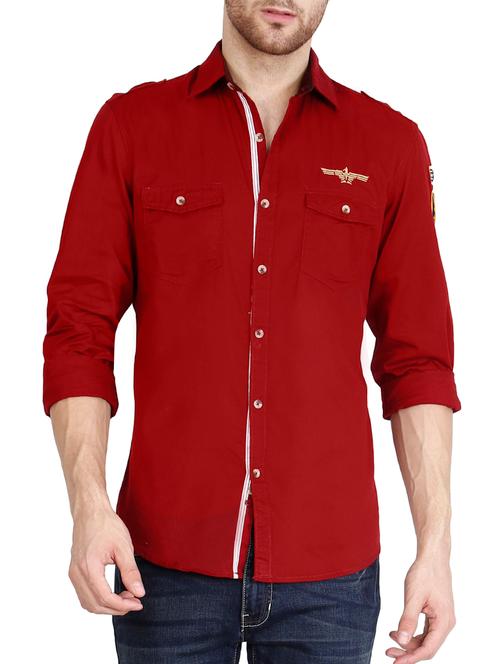 red cotton casual shirt - 14610297 - Very Small Image - 1