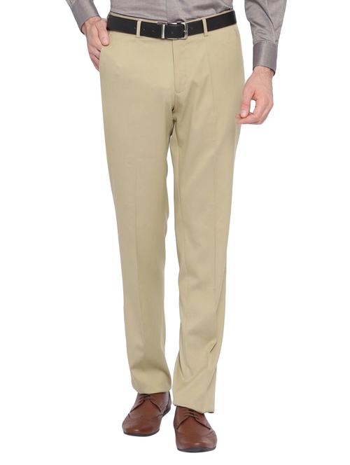 beige cotton blend flat front formal trouser - 14616981 - Very Small Image - 1