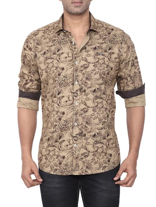 brown cotton casual shirt - 14617642 - Very Small Image - 1