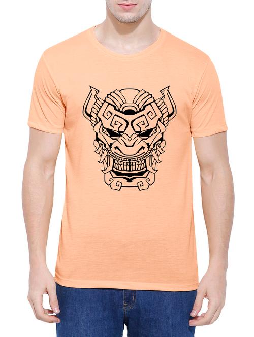 peach cotton chest print t-shirt - 14617901 - Very Small Image - 1