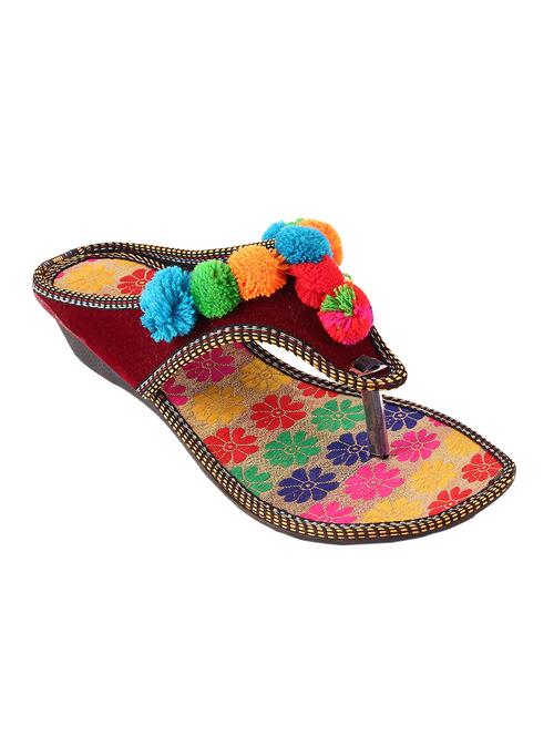 maroon  toe separator kolhapuri - 14618728 - Very Small Image - 1