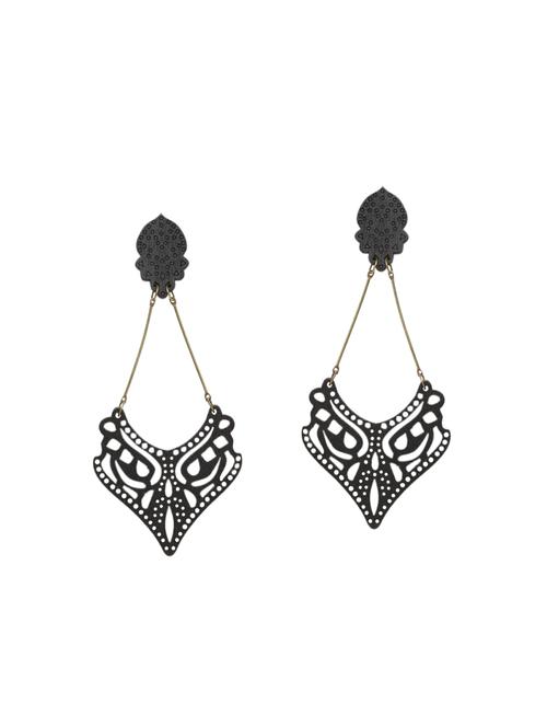 black wood drop earrings - 14627297 - Very Small Image - 1