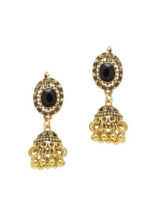 gold metal jhumka earrings - 14627322 - Very Small Image - 1