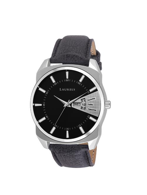 laurels black color day & date analog men's watch with strap:  lwm-inc-ii-020207 - 14651290 - Very Small Image - 1