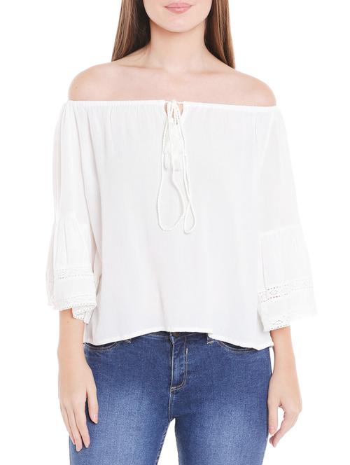off shoulder flute sleeved top - 14654274 - Very Small Image - 1