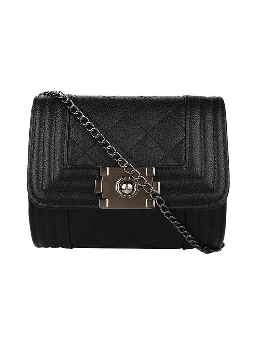 black leatherette  regular sling bag - 14665632 - Very Small Image - 1