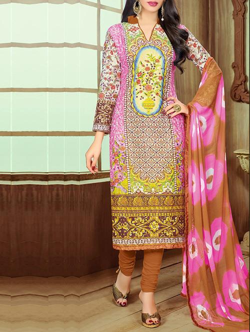 multicolor georgette printed unstitched suit - 14782764 - Very Small Image - 1