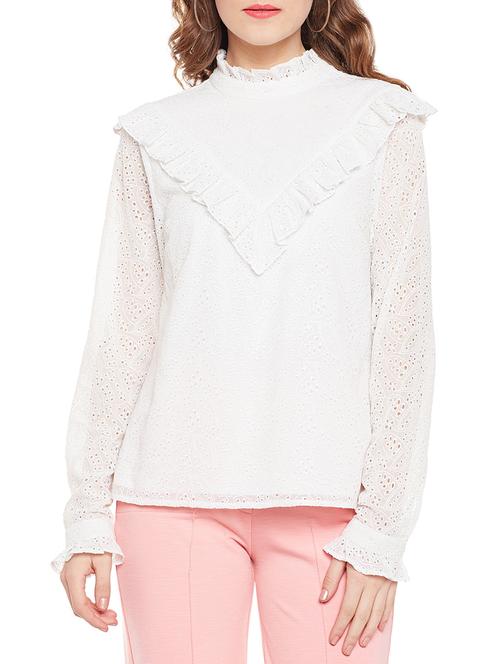 solid white laced top - 14788856 - Very Small Image - 1