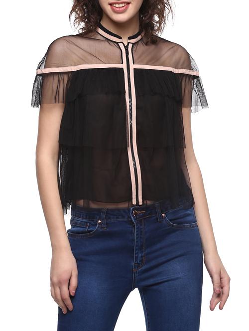 sheer mesh layered top - 14790915 - Very Small Image - 1