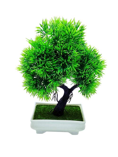 artificial plant with pot - y shaped bonsai with thin green and pointy leaves by random® - 14804842 - Very Small Image - 1