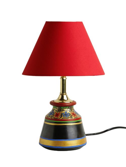 Exclusivelane 'glowing Reds' Floral Hand-painted Vessel Shaped Table Lamp In Terraotta - 14805092 - Very Small Image - 1
