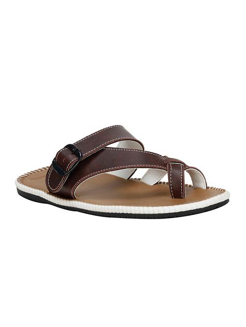 brown leatherette slip on slipper - 14815261 - Very Small Image - 1