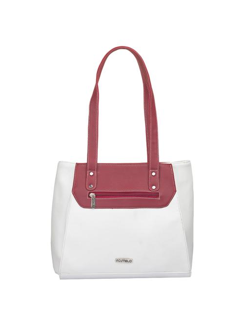White Leatherette Regular Handbag - 14848577 - Very Small Image - 1