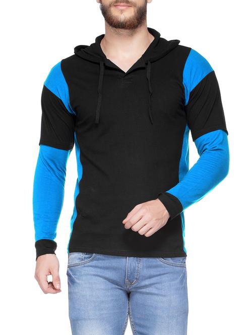 black cotton color block t-shirt - 14862058 - Very Small Image - 1