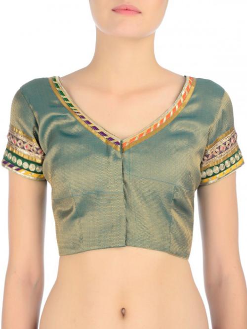 fuchsia designs green brocade blouse - 14865464 - Very Small Image - 1