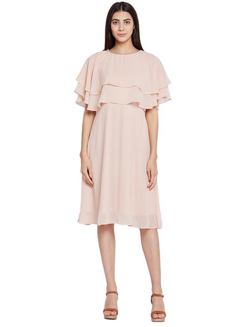 solid pink fit & flare dress - 14881228 - Very Small Image - 1