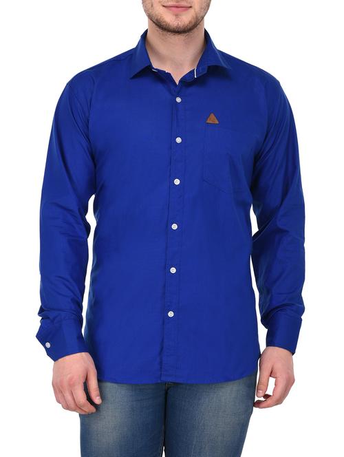 blue cotton casual shirt - 14887733 - Very Small Image - 1