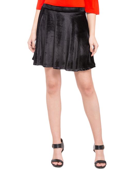black solid flared skirt - 14889287 - Very Small Image - 1