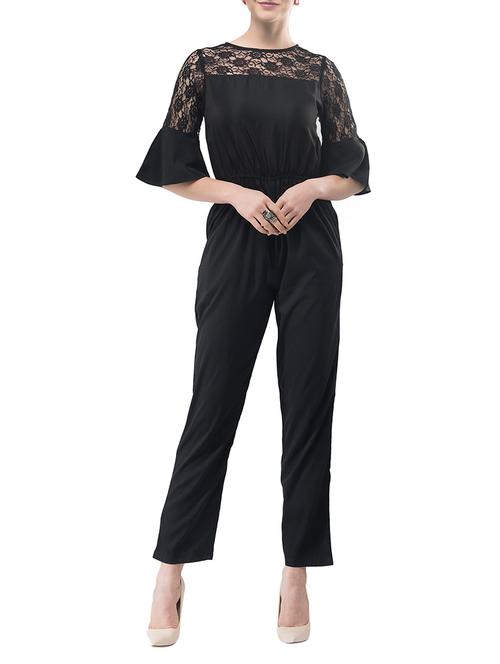 laced panel full leg jumpsuit - 14891311 - Standard Image - 0