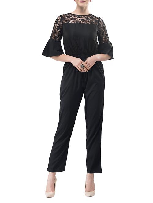 laced panel full leg jumpsuit - 14891311 -  Standard Image - 0