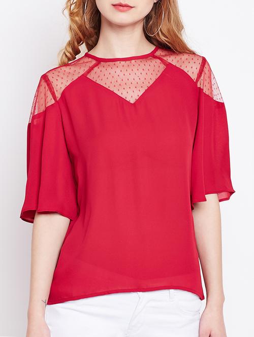 mesh paneled short sleeved top - 14895304 - Very Small Image - 1