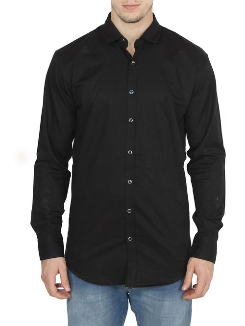 black cotton blend casual shirt - 14904960 - Very Small Image - 1