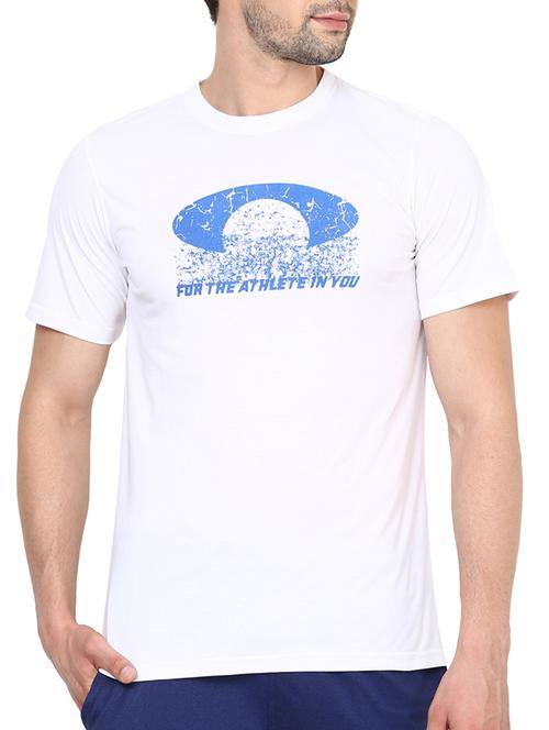 white polyester chest print t-shirt - 14912142 - Very Small Image - 1