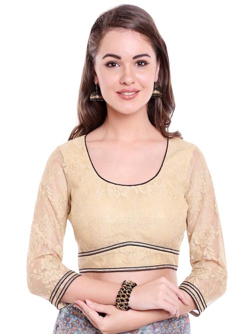 beige net woven blouse - 14915694 - Very Small Image - 1