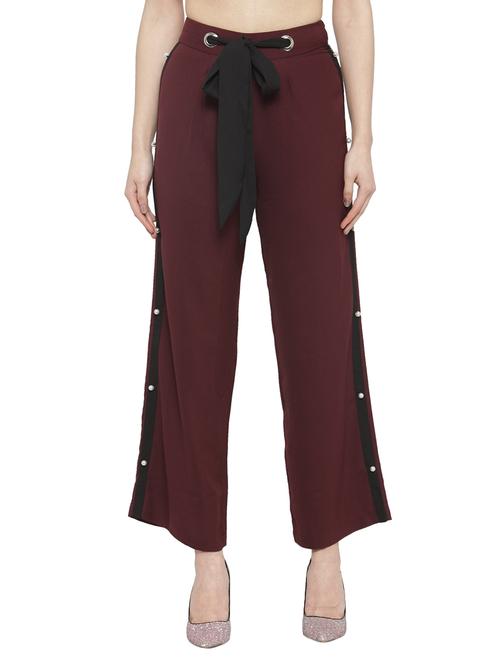 solid maroon palazzo - 14919722 - Very Small Image - 1