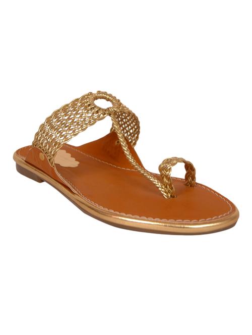 gold faux leather ethnic kolhapuris - 14942531 - Very Small Image - 1