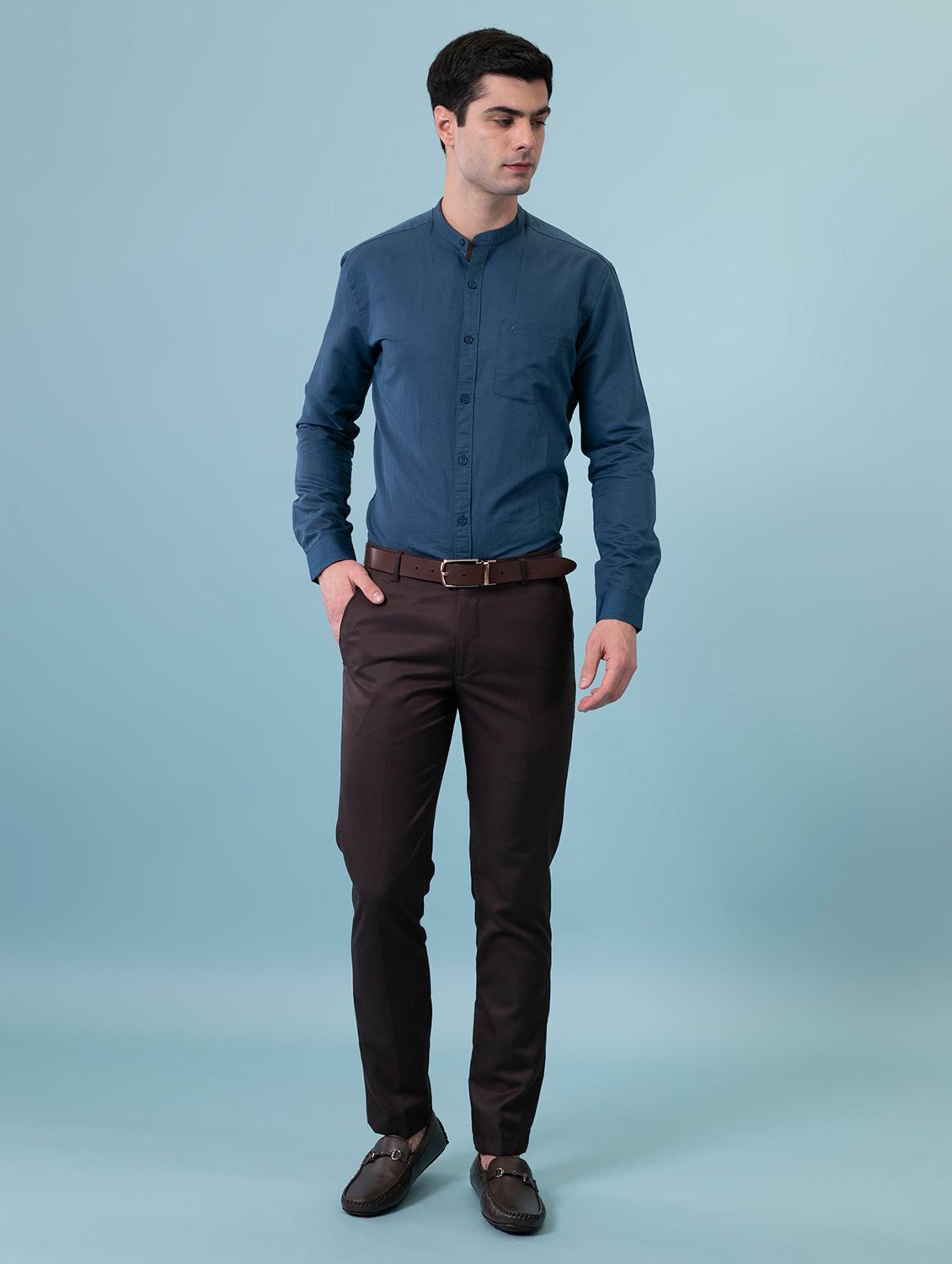 maroon solid flat front formal trouser - 14947658 - Standard Image - 3