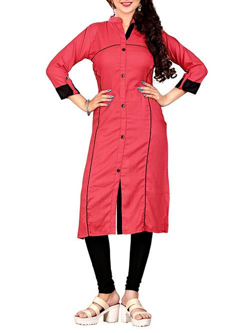 pink rayon straight kurta - 14947981 - Very Small Image - 1