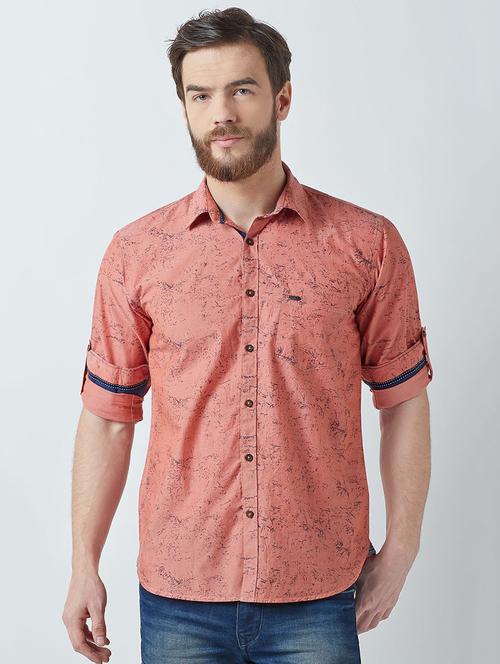 orange cotton casual shirt - 14955124 - Very Small Image - 1