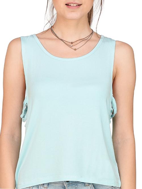 light blue solid viscose tank top - 14979618 - Very Small Image - 1