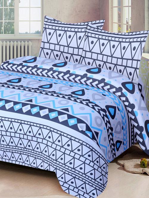 polycotton double bed sheet with 2 pillow covers - 14982002 - Very Small Image - 1