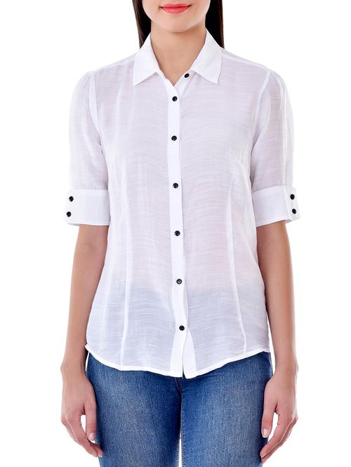 solid white cotton shirt - 14996709 - Very Small Image - 1