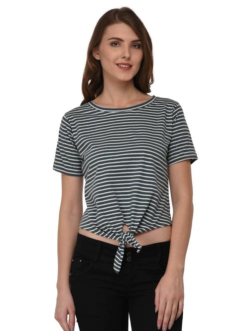grey striped cotton top - 15006178 - Very Small Image - 1