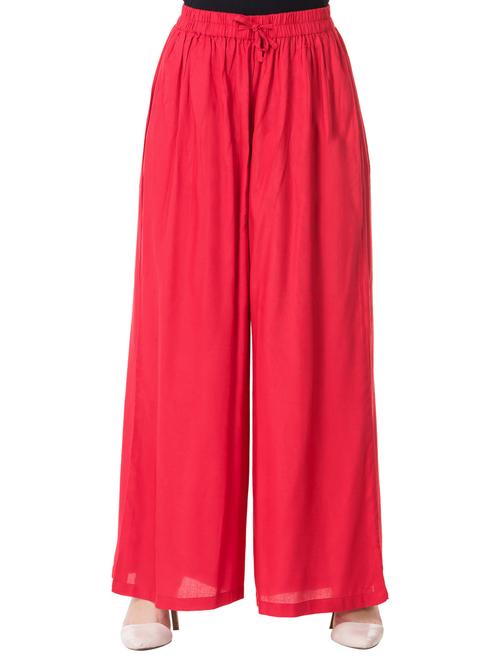 red solid rayon palazzo - 15013231 - Very Small Image - 1