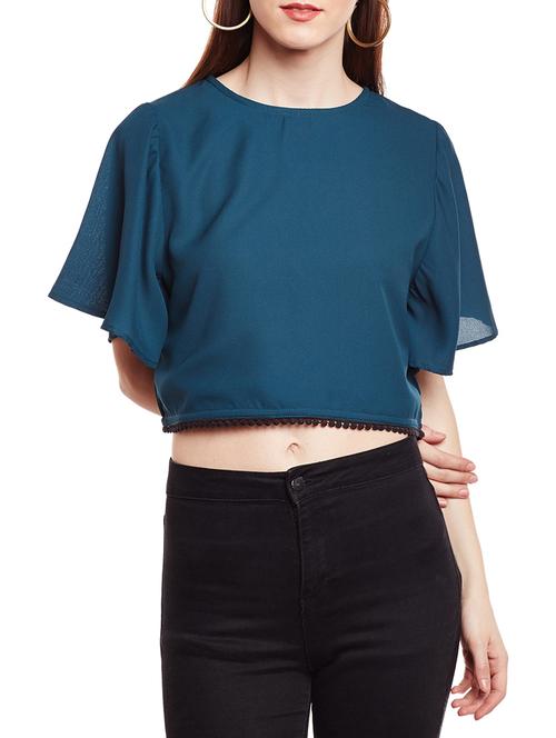 green solid crop top - 15024989 - Very Small Image - 1