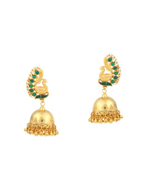gold metal jhumka earrings - 15031234 - Very Small Image - 1