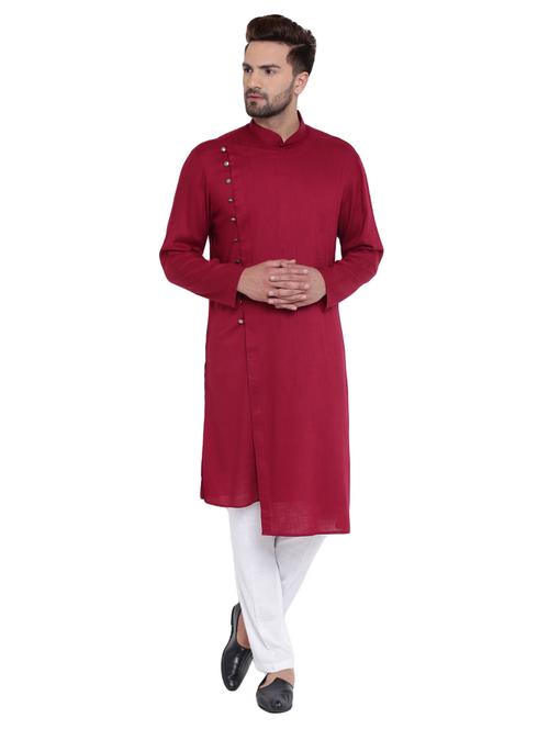 red rayon ethnic wear set - 15031319 - Very Small Image - 1