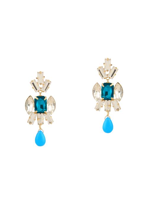 blue colored brass drop earring - 15033464 - Very Small Image - 1