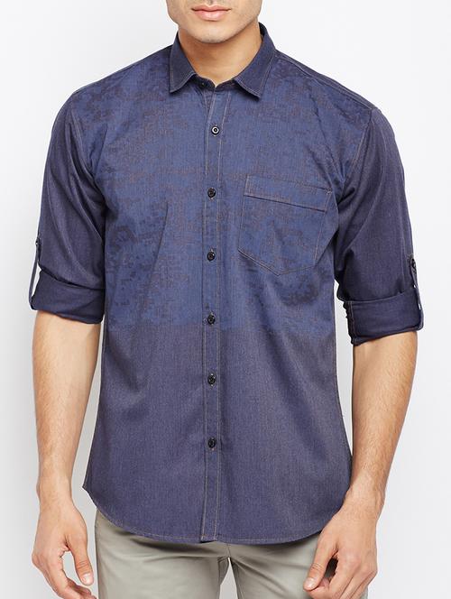 blue polyester blend casual shirt - 15036965 - Very Small Image - 1