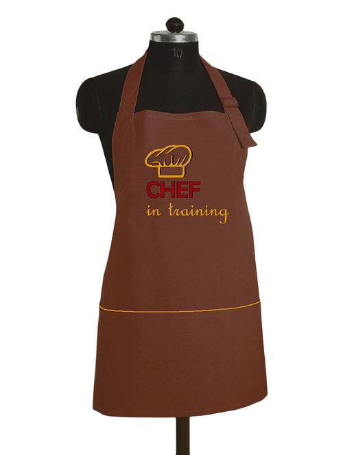 brown and yellow colour printed cotton apron - 15043223 - Very Small Image - 1