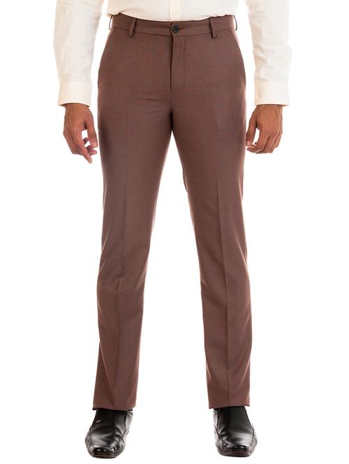 brown polyester flat front formal trouser - 15047429 - Very Small Image - 1